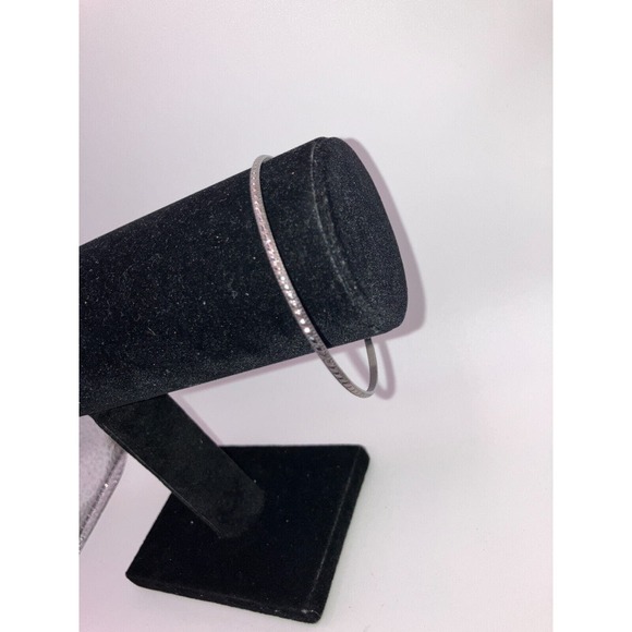 Artisan Etched Design Thin Silver-Tone 2 3/8 Inch Wide Bangle Bracelet! - Picture 6 of 8